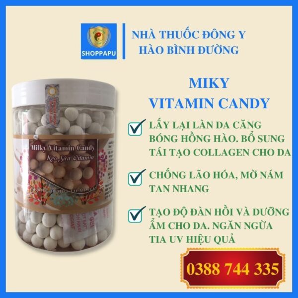 CHINH HANG Vien Miky Vitamin Candy Giup Chong Lao Hoa Mo Nam Tan Nhang Tai Tao Collagen Cho Da Lam Da Hong Hao