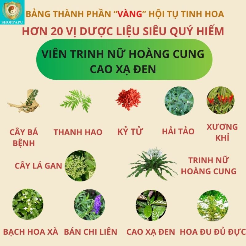 Thành phần viên trinh nữ hoàng cung cao xạ đen