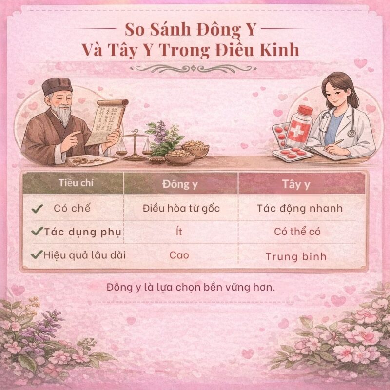 Viên Điều Kinh Hào Bình Đường – Giải Pháp Đông Y Hỗ Trợ Kinh Nguyệt Ổn Định, Dễ Thụ Thai So Sánh Đông Y Và Tây Y Trong Điều Kinh