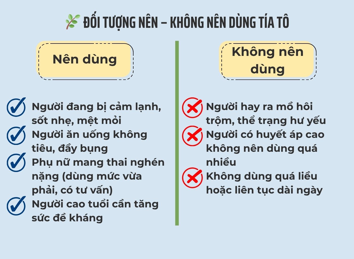 Tía Tô – Cây Thuốc Nam Trị Cảm, Tiêu Hóa Tốt, Dễ Trồng Quanh Nhà Tía tô trong y học cổ truyền, Biểu đồ người nên và không nên dùng