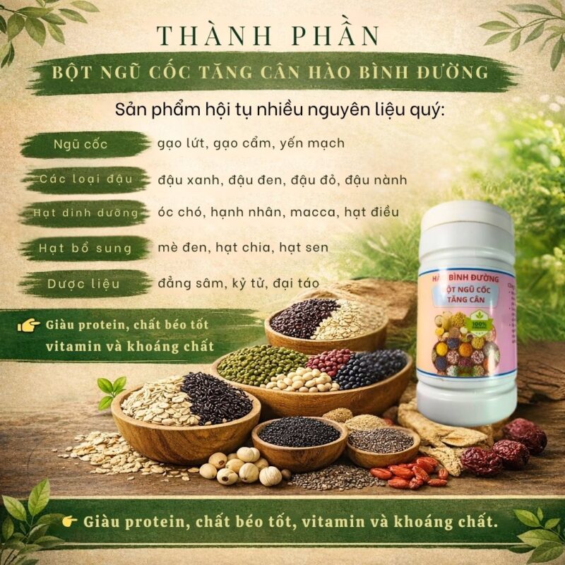 Thành Phần Bột Ngũ Cốc Tăng Cân Hào Bình Đường