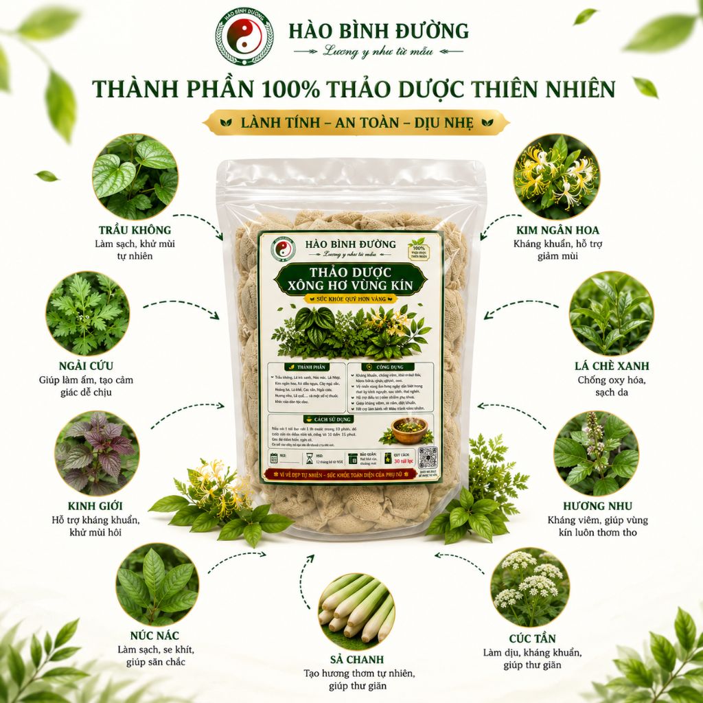 Thảo Dược Xông Hơ Vùng Kín Hào Bình Đường | 100% Thảo Dược Thiên Nhiên Chăm Sóc Phụ Nữ 1 Thảo Dược Xông Hơ Vùng Kín Hào Bình Đường | 100% Thảo Dược Thiên Nhiên Chăm Sóc Phụ Nữ 1