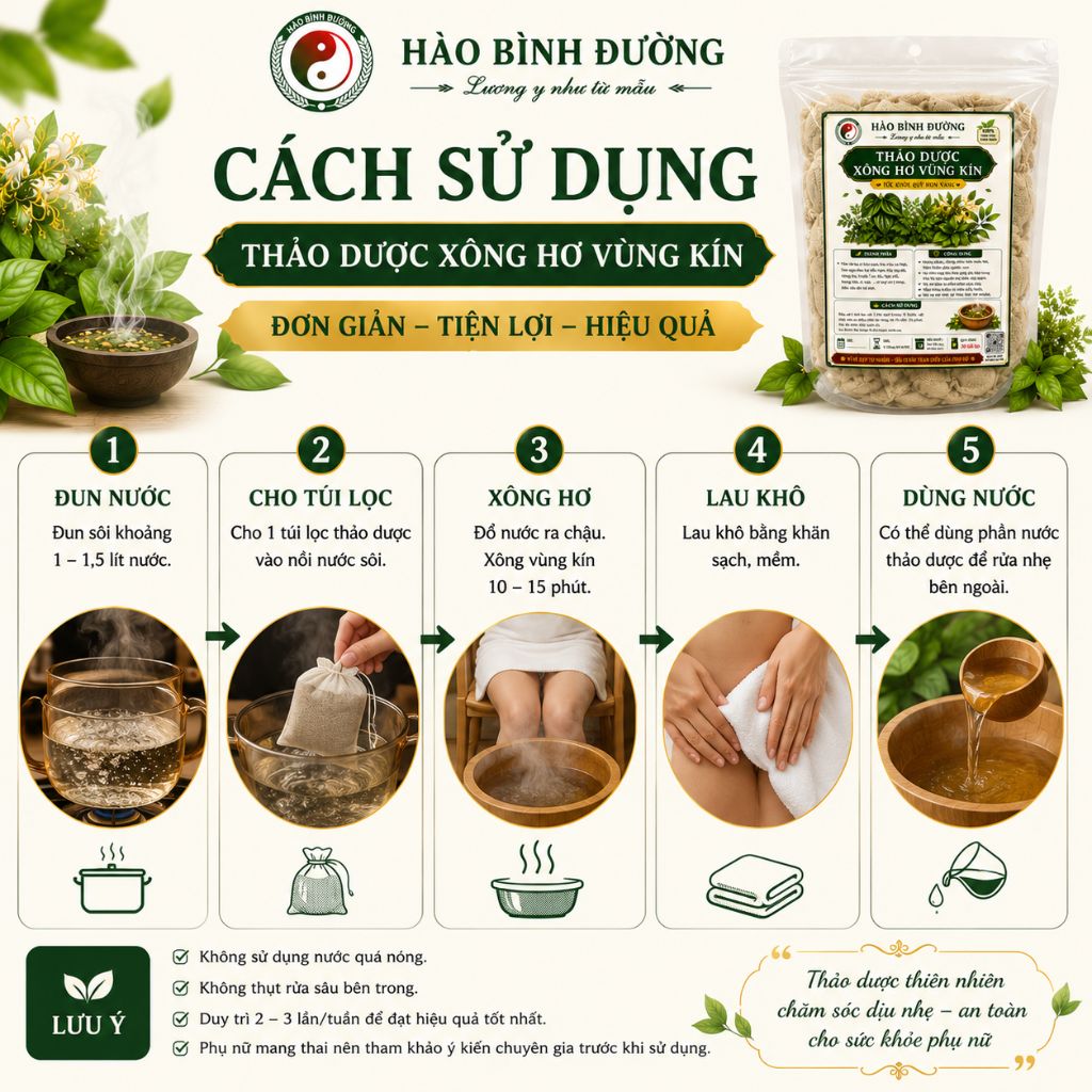 Thảo Dược Xông Hơ Vùng Kín Hào Bình Đường | 100% Thảo Dược Thiên Nhiên Chăm Sóc Phụ Nữ 3 Thảo Dược Xông Hơ Vùng Kín Hào Bình Đường | 100% Thảo Dược Thiên Nhiên Chăm Sóc Phụ Nữ 3