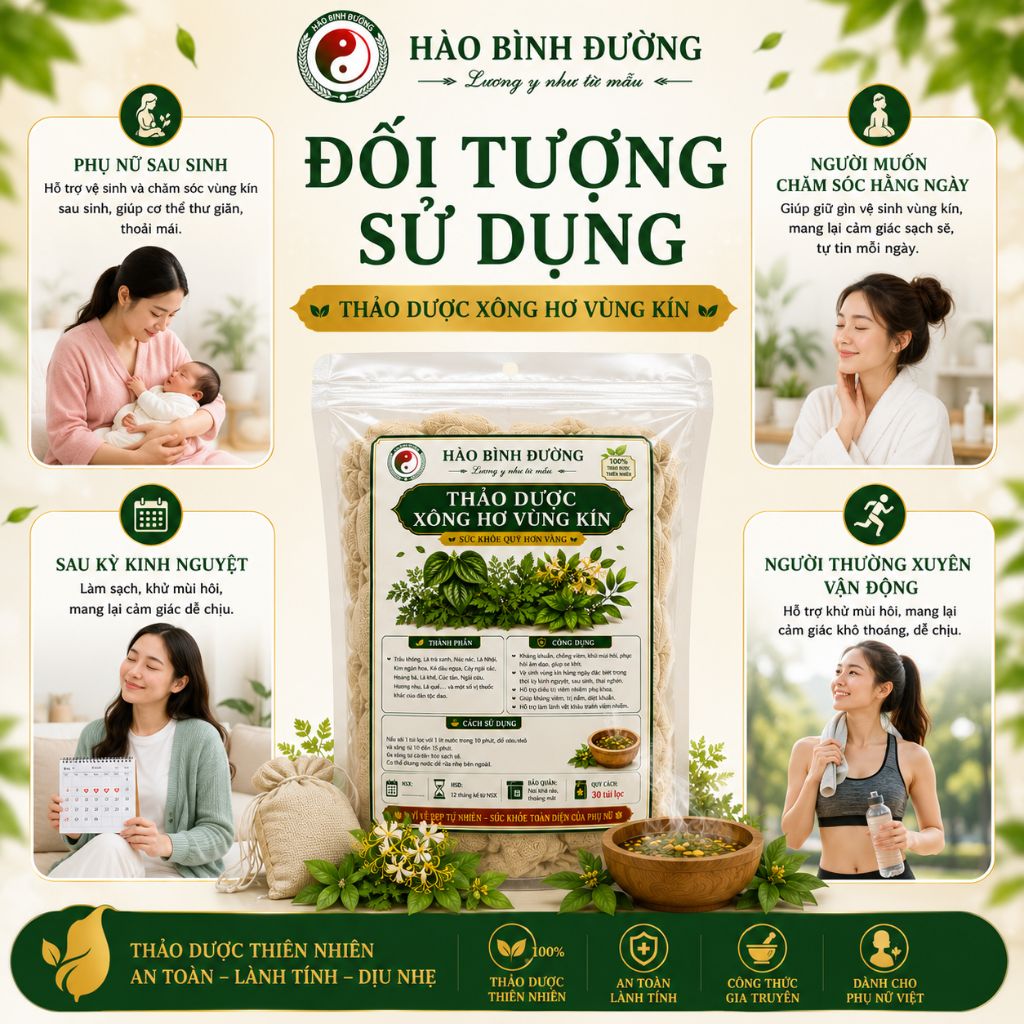 Thảo Dược Xông Hơ Vùng Kín Hào Bình Đường | 100% Thảo Dược Thiên Nhiên Chăm Sóc Phụ Nữ 4 Thảo Dược Xông Hơ Vùng Kín Hào Bình Đường | 100% Thảo Dược Thiên Nhiên Chăm Sóc Phụ Nữ 4