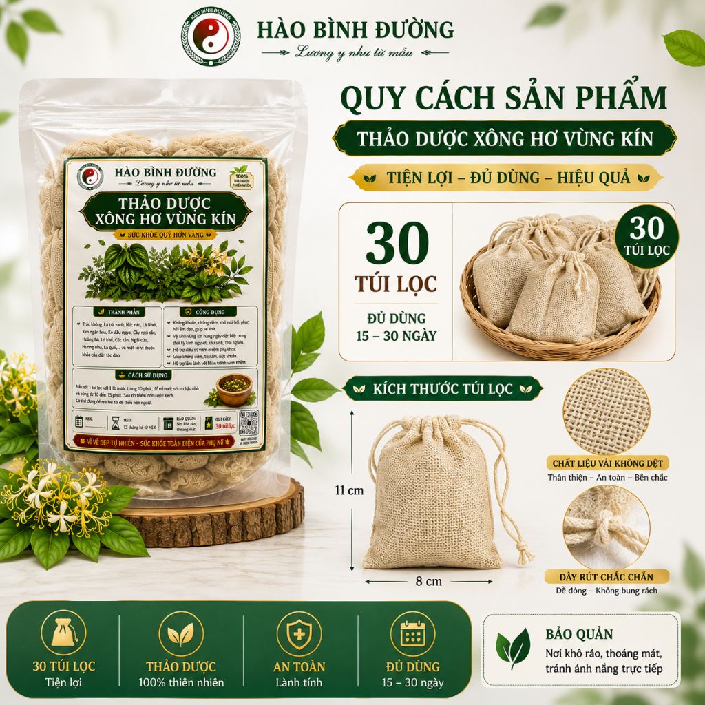 Thảo Dược Xông Hơ Vùng Kín Hào Bình Đường | 100% Thảo Dược Thiên Nhiên Chăm Sóc Phụ Nữ 6 Thảo Dược Xông Hơ Vùng Kín Hào Bình Đường | 100% Thảo Dược Thiên Nhiên Chăm Sóc Phụ Nữ 6