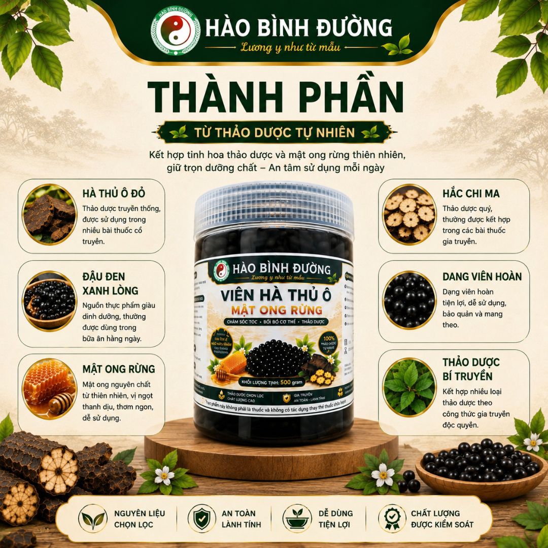 Viên Hà Thủ Ô Mật Ong Rừng Hào Bình Đường 500G - Thảo Dược Thiên Nhiên Dạng Viên Hoàn, Nguyên Liệu Chọn Lọc, Dễ Sử Dụng1 Viên Hà Thủ Ô Mật Ong Rừng Hào Bình Đường 500G - Thảo Dược Thiên Nhiên Dạng Viên Hoàn, Nguyên Liệu Chọn Lọc, Dễ Sử Dụng1
