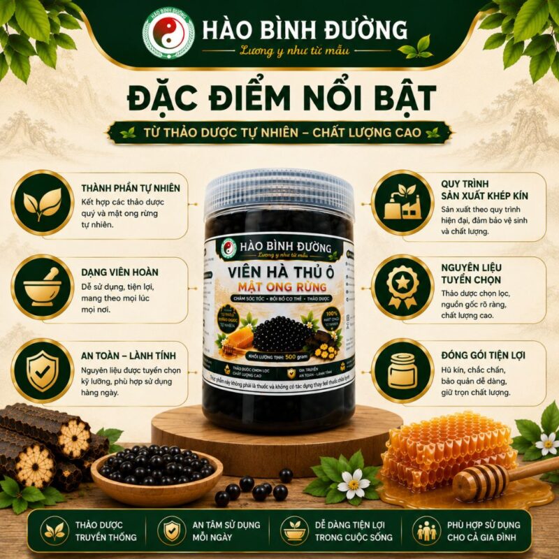 Viên Hà Thủ Ô Mật Ong Rừng Hào Bình Đường 500G – Thảo Dược Thiên Nhiên Dạng Viên Hoàn, Tiện Lợi Sử Dụng Mỗi Ngày Viên Hà Thủ Ô Mật Ong Rừng Hào Bình Đường 500G - Thảo Dược Thiên Nhiên Dạng Viên Hoàn, Nguyên Liệu Chọn Lọc, Dễ Sử Dụng2
