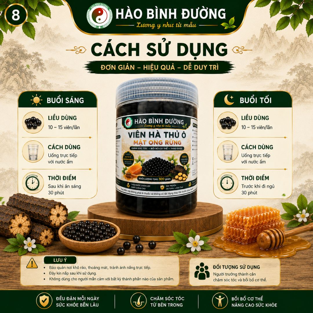 Viên Hà Thủ Ô Mật Ong Rừng Hào Bình Đường 500G - Thảo Dược Thiên Nhiên Dạng Viên Hoàn, Nguyên Liệu Chọn Lọc, Dễ Sử Dụng7 Viên Hà Thủ Ô Mật Ong Rừng Hào Bình Đường 500G - Thảo Dược Thiên Nhiên Dạng Viên Hoàn, Nguyên Liệu Chọn Lọc, Dễ Sử Dụng7